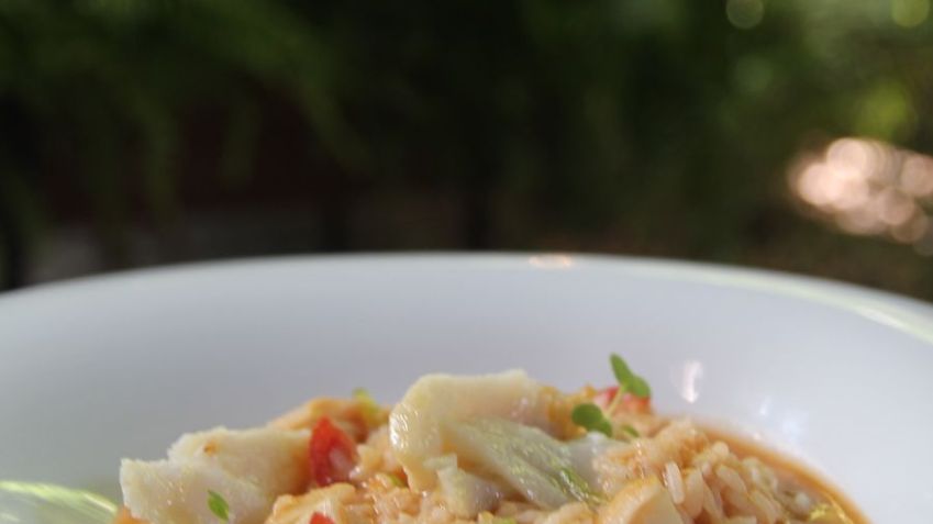 Arroz de bacalhau que faz parte do menu fechado do restaurante Amadeus • Ricardo D’Angelo